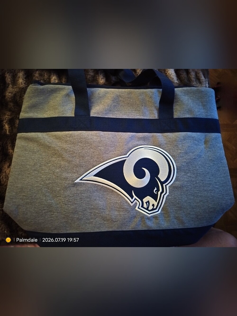 Grey Los Angeles Rams Logo Tote Bag by Coleman